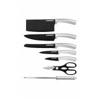 Set cutite 8 piese cu suport din acril Herzberg, argintiu, HG-MSN8SLV